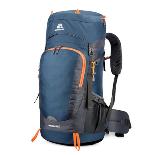 Mochila de viaje multiusos de 65 L para senderismo y camping, resistente al agua con correas ajustables (azul oscuro)