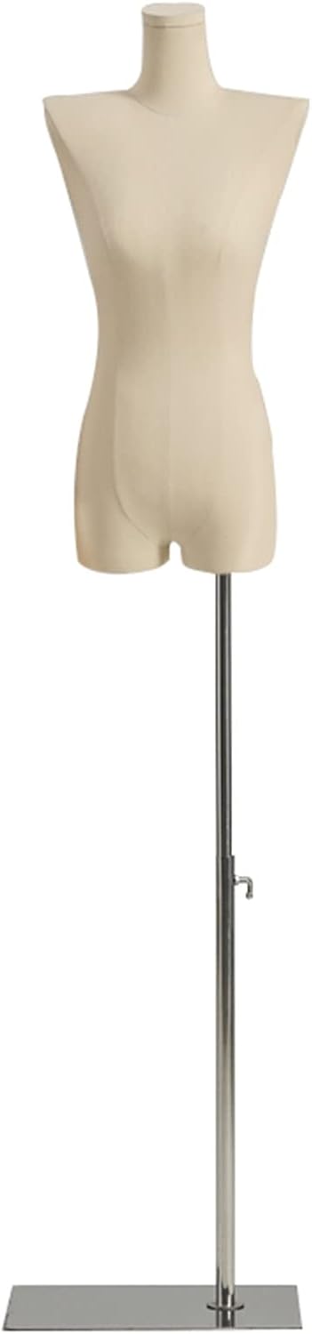 Mannequin Dress Form Adjustable Plastic Half Body Mannequin Stand, Female Clothing Store Wedding Shop for Clothes Dress Jewelry Display, Perfect Body Line Mannequin Torso (Silver Without Arms)
