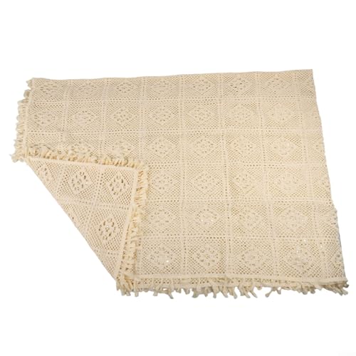Mantel de ganchillo de 140 x 100 cm con elegante diseño de encaje, hecho de algodón para mayor durabilidad, adecuado para comedor en casa, bodas y mesas de celebración (140 x 200 cm)