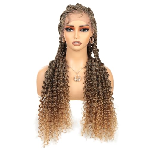 Perruque longue tressée synthétique noire et marron de 71 cm pour femmes