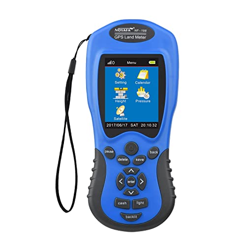 VISLONE NF-198 - Medidor de tierra GPS LCD digital de mano, longitud de área agrícola, altura y presión, dispositivo de medición por satélite, modo automático manual, herramienta de medición de
