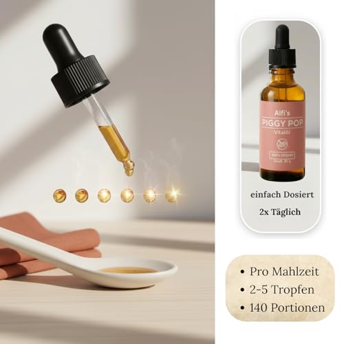 Futter Topper für Hund & Katze Vitalöl mit Speck Aroma für Trocken- & Nassfutter besteht aus Nachtkerzenöl Leinöl Olivenöl Veganer Omega 3-6-9 Booster schmeckt & riecht Lecker 140 Portionen