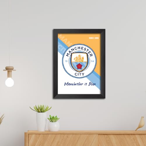 Image of TenorArts City Football Club Poster Logo Tagline Laminated Photo Frame Painting with Matt Finish Black Textures(12 inches x 9inches)