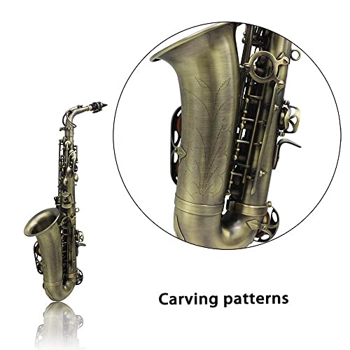 mewmewcat High Grade Acabamento Antigo Bend Eb E-plana Saxofone Alto Sax Abalone Shell Chave Esculpi
