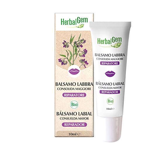 HERBALGEM Bálsamo Labial de Consuelda Mayor Bio - No Graso - 10 ml | Con propóleo, geranio y bisabolol; repara los labios agrietados, calma al instante y nutre en profundidad