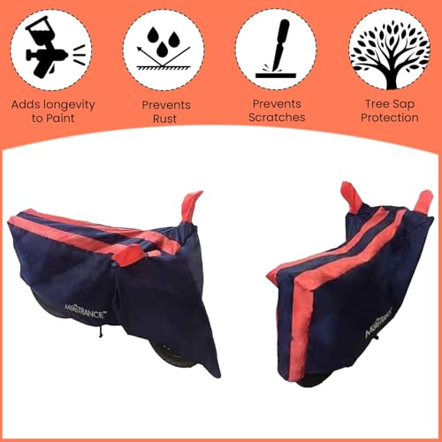 Image of Mototrance All Weather Protection Two Wheeler Cover for All Activa, Scooter, Scooty & Bikes Upto 150CC | Anti Dust, Water Resistant, Heat Resistant, Mirror Pocket Bike Body Cover | Arc Orange