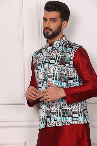 Image of Kurta With Churidar & Multicolor Nehru jacket Set