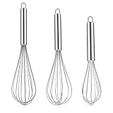 NileHome Stainless Steel Whisk Set 8' 10' 12' Kitchen Whisk Balloon Whisk Kitchen Wisk Wire Whisks for Cooking, Whisking, Blending, Beating, Stirring-3 Pack
