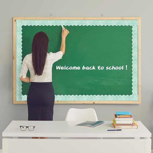 Image of Fuutreo 6 Roll 197 ft Colorful Composition Bulletin Board Borders Composition Notebook Classroom Decoration Scalloped Rolled Border Trim Marble Cover Decor for Back to School Chalkboard Office Wall