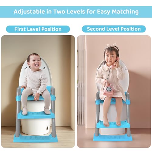 Image of StarAndDaisy Potty Seat for Kids 1-3 Years | Toilet Seat for Kids with Height Adjustable & Removable Soft Cushion, Fits All Western Toilets seat (Blue-Grey)