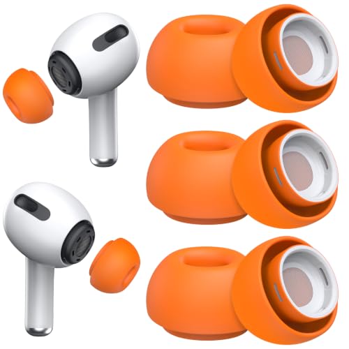 Image of 3 Pairs Replacement Ear Tips for AirPods Pro 2nd & 1st(Large, Orange) | with Noise Reduction Hole, Silicone Ear Tips with Portable Storage Box, Fit in the Charging Case