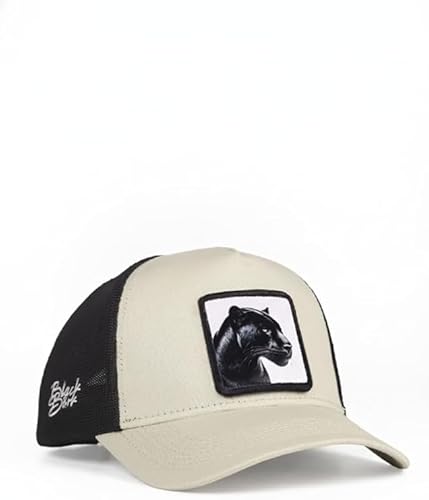 BlackBork Trucker Hat with Interchangeable Surprise Patch Adjustable for Men and Women Animal Patch Hat Breathable One Size (US, Alpha, One Size, BEİGE (Panther Black))