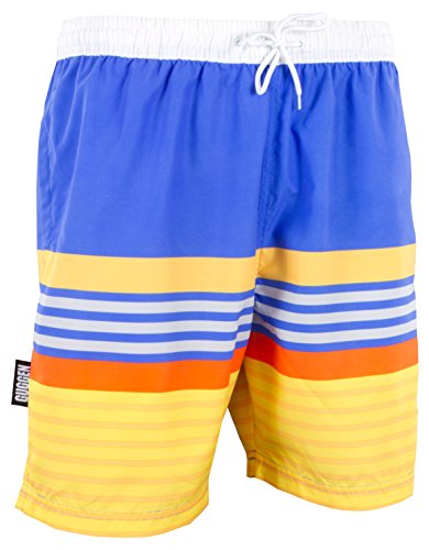 GUGGEN Mountain Maillot de Bain pour Homme Beach Shorts Boxer Trunks Plage ete Rayure Motif Bleu Jaune XXXL Cover