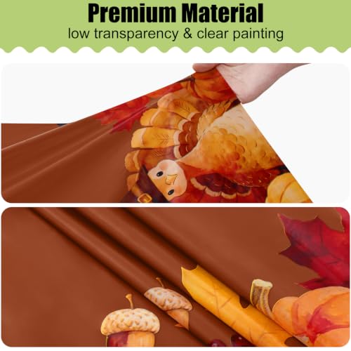 Image of Smiry Disposable Table Cloth 3 Pack, 54 x 108 Inch Waterproof Plastic Tablecloth, Decorative Leakproof Rectangle Table Covers for Thanksgiving, Party, Birthday, Picnic, Coffee & Orange