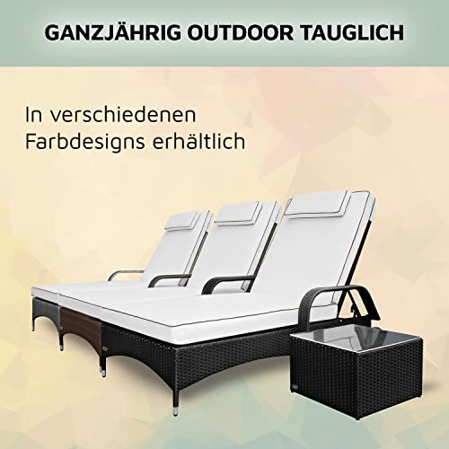 Strandliege mit Rollen RS Trade Sonnenliege Imola Schwarz für Outdoor