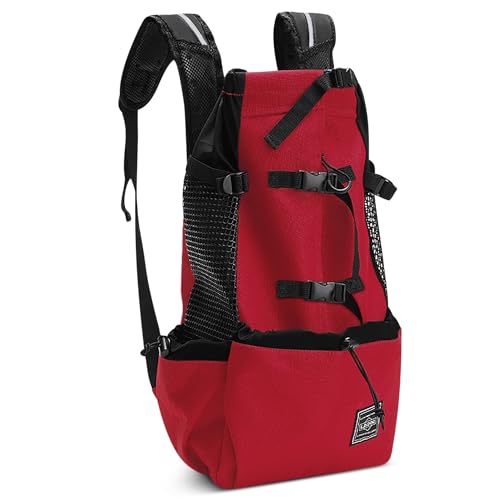 ALLSOPETS Mochila para Perros Mochila Ajustable para Perros Pequeño Mediano y Grande Mochila Portátil para Mascotas para Viaje Camping Senderismo Escalada (Rojo Gema, M)