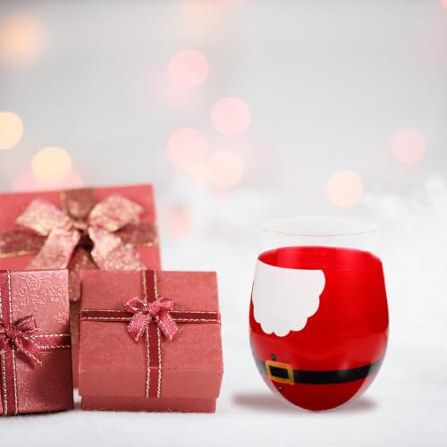 Vaso de vidrio rojo navideño con diseño elegante y resistente para mesa 7