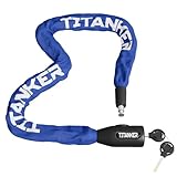 Titanker Bike Lock, 3.3 Feet Heavy Duty Anti-Theft Chain With Key - 8mm Thick Security Lock for Bicycle, Motorcycle, Door, Gate, Fence, Grill (Blue)