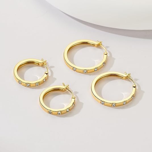Gold Earrings for Women 14K Gold Hoop Earrings for Women Chunky Classic Huggie Earring Everyday