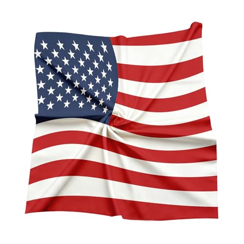 Exnzimxs 24 American Flag 4th of July Satin Head Scarf for Women Like Silk 1776 Independence Day Patriotic Bandana for Hair Wrapping Fashion Accessory Square Hair Scarf
