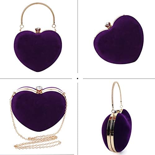 Miniatura 3 de Reberomantic Bolso de noche en forma de corazón Bolso de embrague de terciopelo Bolso de noche sólido