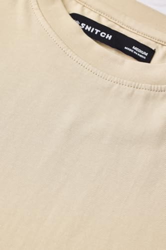 Image of SNITCH Men T-Shirt | Minimalist Regular Fit & Short Sleeve Styling | 100% Breathable Cotton Casual Wear T-Shirt & Durable Knit Plain Weave Everyday Summer Essential