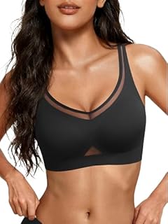Avidlove Wireless Bras for Women Mesh Full Coverage Jelly Padded Bralette No Underwire Push Up Seamless Everyday Bra Black