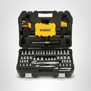 DEWALT Mechanics Tools Kit and Socket Set, 1/4″ & 3/8″ Drive, SAE, 108-Piece (DWMT73801)
