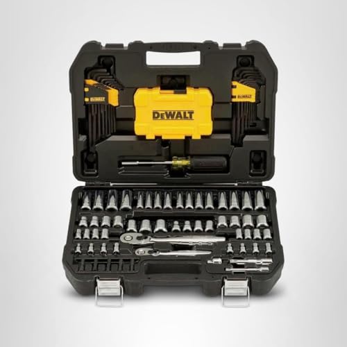 DEWALT Mechanics Tools Kit and Socket Set, 1/4" & 3/8" Drive, SAE, 108-Piece (DWMT73801)