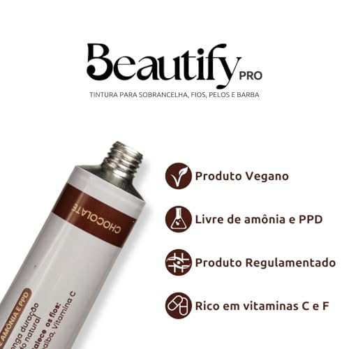 Kit Oxidante e Tintura para Cílios Beautify Pro - Solução Completa para Coloração de Longa Duração,
