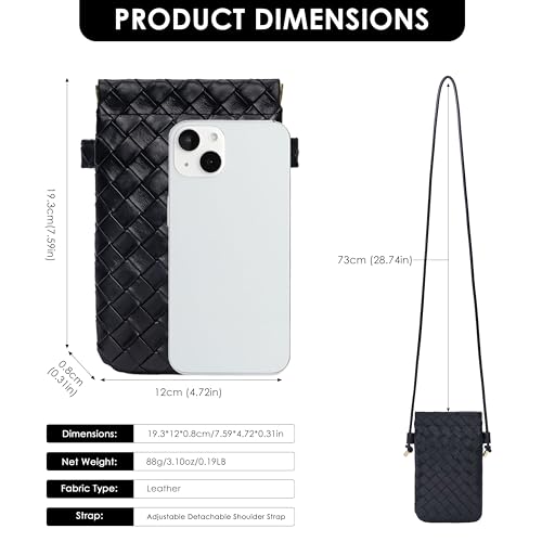 Crossbody Bag for Women with Self-Closing Lock, Woven Leather Cell Phone Purse with Adjustable Shoulder Strap, Small Portable Women's Crossbody Purse with Card Slots for Travel Dating Shopping2