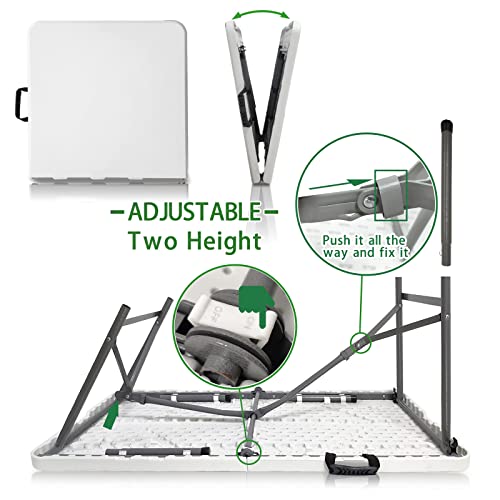 Gocamptoo 4Ft Folding Table, Indoor Outdoor Heavy Duty Portable Folding Square Plastic Dining Table W/Handle thumb #5