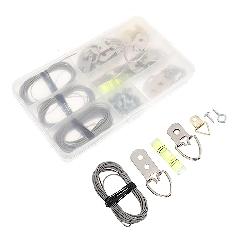 Image of 102pcs Picture Wire Hanger Kit Picture Hanging Hardware Screws Hooks and Wire for Easy Decoration