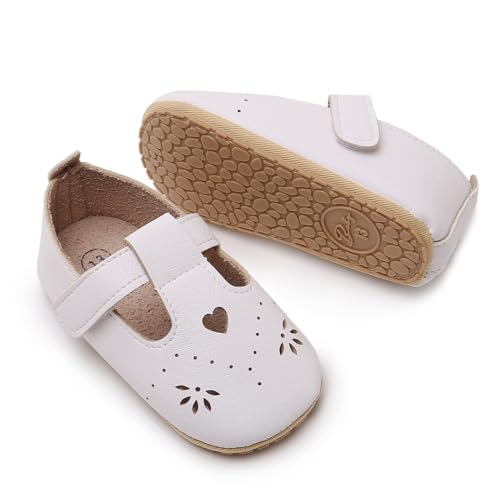 RVROVIC Baby Girl Moccasins Princess Sparkly Mary Jane Dresses Shoes Premium Lightweight Soft Sole Crib Shoes Toddler Shoes(0-6 Months Infant,C1-White) - Thumbnail 2