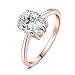 JewelryPalace Oval Cut 9 * 7mm 2ct Moissanite Solitaire Engagement Rings for Women, 14K Rose Gold 925 Sterling Silver Promise Ring for Her, Simulated Diamond Anniversary Wedding Ring VVS D-F 7