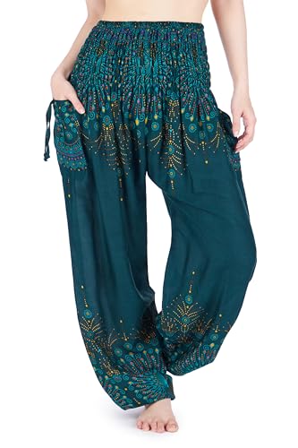 Lannaclothesdesign Calças hippie harém para mulheres yoga boho ro...