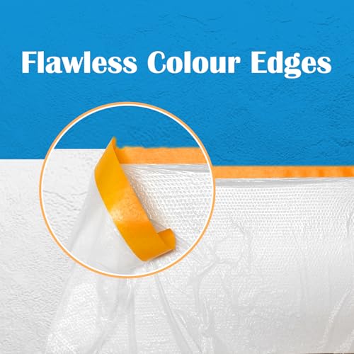 YSWOVUO 4 Rollen Abdeckfolie Mit Klebeband, 55cm 150cm, Malerfolie Auf Rolle