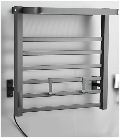 Electric Towel Rack Constant Temperature Digital Display Towel Heated Storage Rack Bathroom Towel Warmer Bathroom Accessories(Black-Left line)