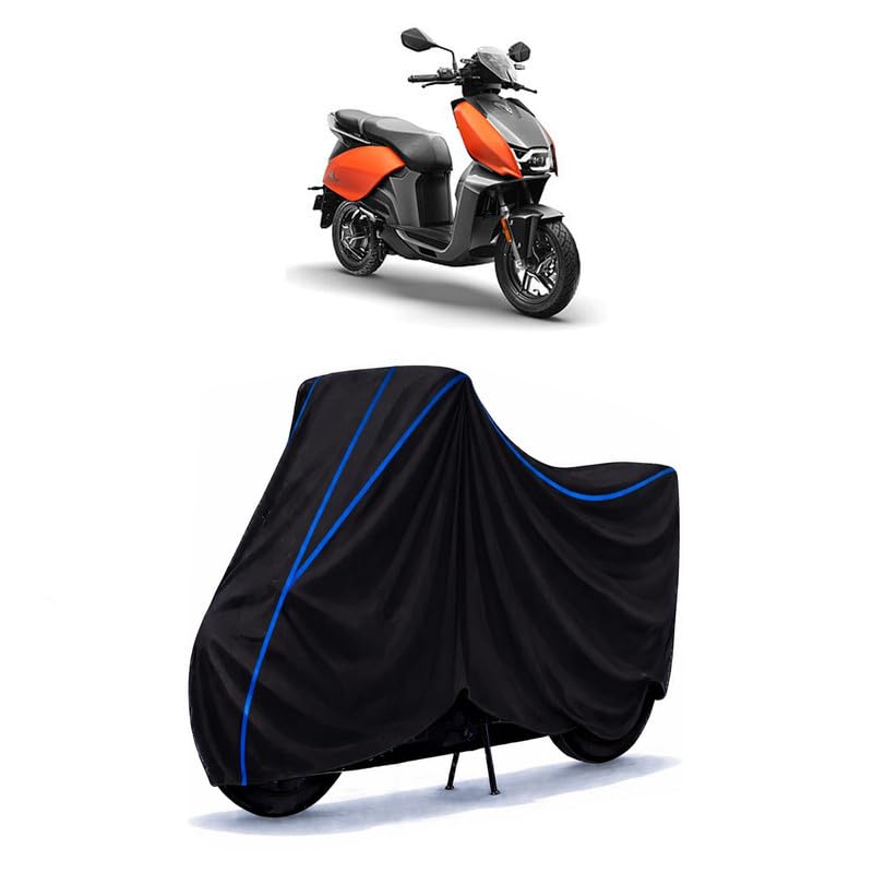 Image of Scooty Cover Water Resistant for V1 Pro | Universal Scooter & Bike Cover | Heavy Duty UV Protection | Dust, Rain & Scratch Protection | Elastic Fit All Weather Indoor Outdoor | Black with Blue Piping