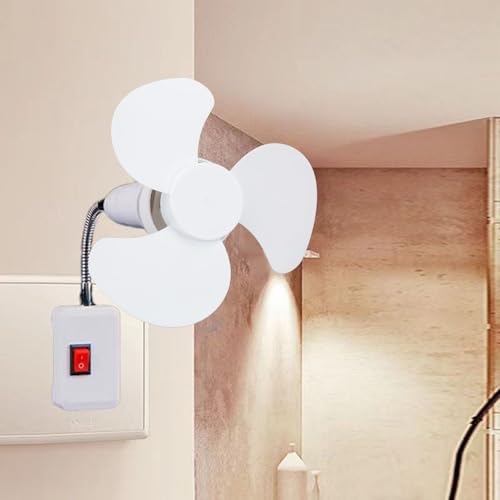 Ventilador con casquillo E27/E26: Mini ventilador eléctrico silencioso, ventilador de escritorio de bajo consumo para cocina, baño, dormitorio, oficina y techo.