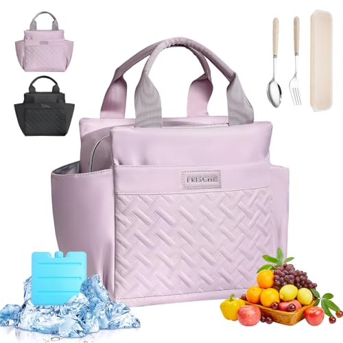 Recopilación de Lonchera termica del mes. 43 ZZBIFRJ Loncheras Termica para Mujer, Bolsa de Almuerzo de Gran Capacidad con Cristales Hielo y Cubiertos, Aislamiento Portátil Ideal para El Trabajo, Playa, Camping