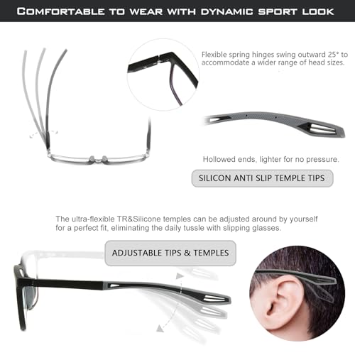 Missfive SPORT MULTI FOCUS READERS 2 Pack Mens Upgraded Unbreakable Multifocus Progressive Reading Glasses thumb #2