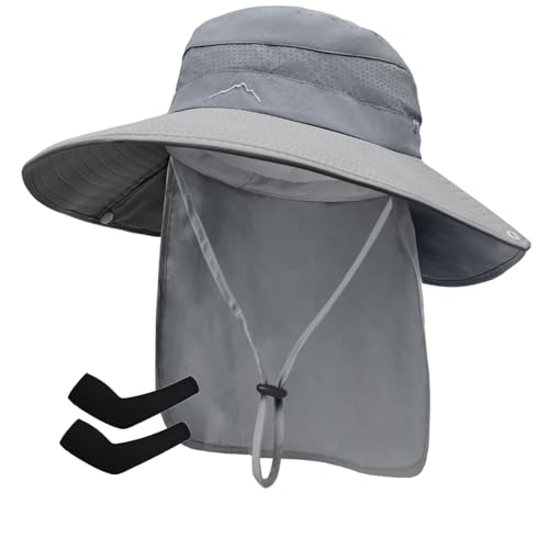 Image of Sun Hats for Men Women, UPF50+ Protection Safari Hat,Wide Brim Fishing Hat with Neck Flap,Bucket Hats for Beach Hiking