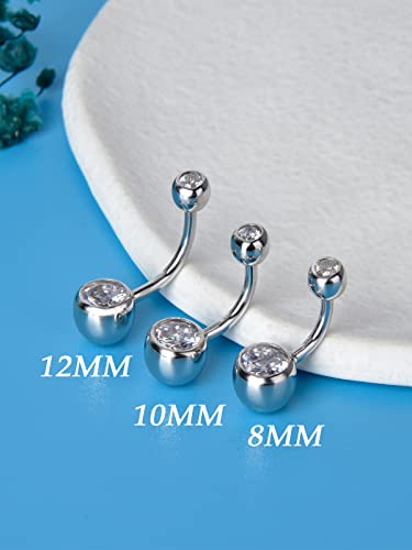 Silbertale SBRSJ004-7.2MM Sterling Silver Belly Button Rings For Women Men Cz Navel Rings Curved Barbell Belly Rings Belly Piercing 8Mm thumb #4