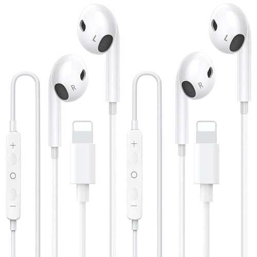 EMWEYKE 2 Packs for iPhone Earbuds Headphones Wired [Plug and Play,