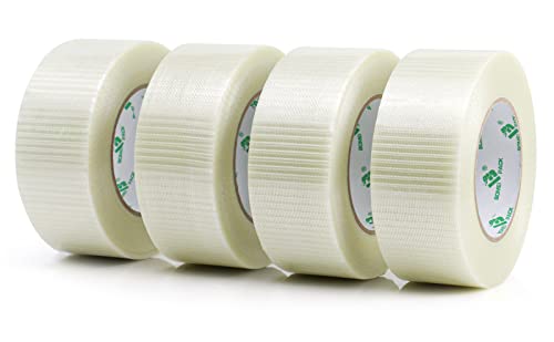 Ruban d'emballage renforcé de fibres filament croisées anti-déchirure 4 pack