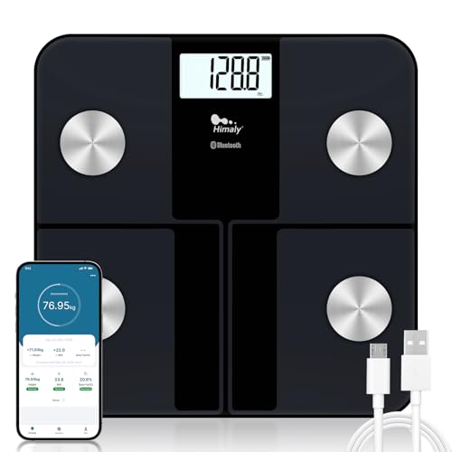 himaly Smart Rechargeable Body Fat Scale Digital Bathroom Scale Bluetooth for Accurate BMI Body Fat Scale Muscle Mass Composition Monitor with App 400 lbs