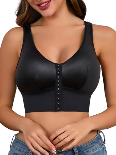 Post Surgery Compression Bra - Women's Front Closure Bra with Adjustable Straps Wirefree Sports