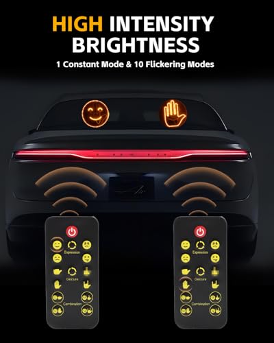 Image of 8-in-1 Hand Gesture Light for Car, [4 Gestures & 4 Emojis] Glogesture Light with Heat-Resistant 3M Velcro, [Remote Control] Road Rage Hand Led Sign for Car Window, Funny Truck Accessories