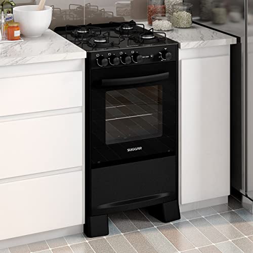 SUGGAR FOGÃO NEO COOK PRETO MESA DE VIDRO 4 BOCAS ACENDIMENTO AUTOMÁTICO FGV410PT
